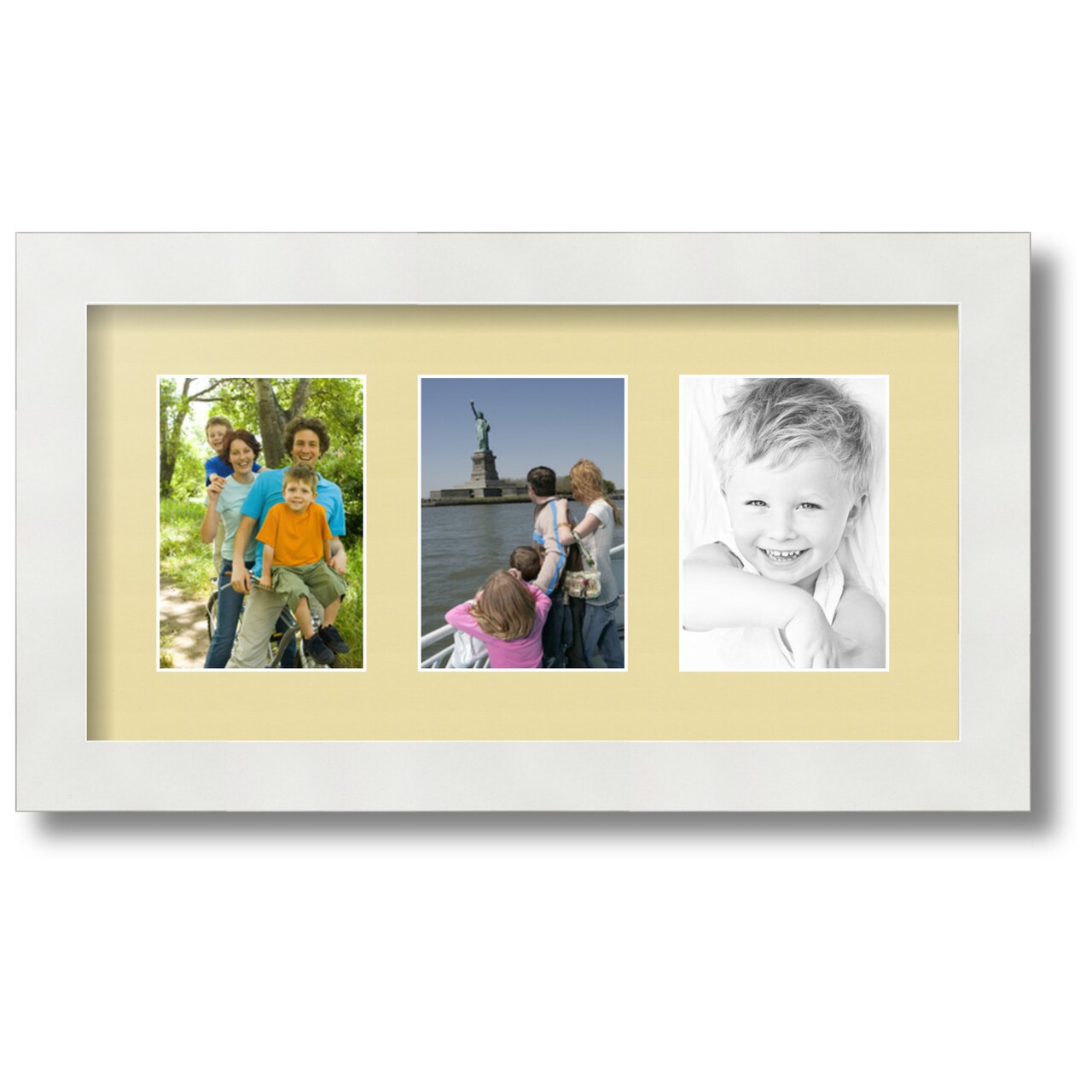 ArtToFrames Collage Photo Picture Frame with 3 - 3.5x5 inch Openings, Framed in White with Over 62 Mat Color Options and Regular Glass (CSM-3966-29)